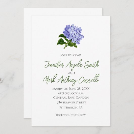 Floral Hydrangea Blume Hochzeitseinladungen Einladung (Vorne/Hinten)