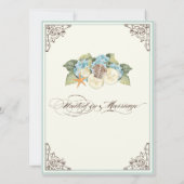 Floral Hydrangea Blume Seashell Wirbel Beach Einladung (Rückseite)