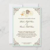 Floral Hydrangea Blume Seashell Wirbel Beach Einladung (Vorderseite)