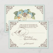 Floral Hydrangea Blume Seashell Wirbel Beach RSVP Karte (Vorne/Hinten)