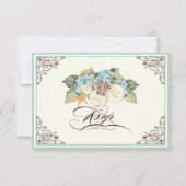 Floral Hydrangea Blume Seashell Wirbel Beach RSVP Karte (Rückseite)