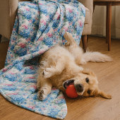 Floral Hydrangea Fleece Blanket Blue & Pink 