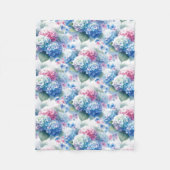 Floral Hydrangea Fleece Blanket Blue & Pink  (Vorderseite)