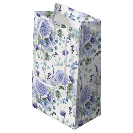 Floral Hydrangea Geschenktasche Kleine Geschenktüte (Rückseite Schrägansicht)