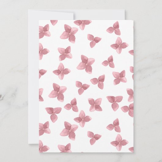 Floral Hydrangea Heißluftballon Babydusche | Einladung (Rückseite)