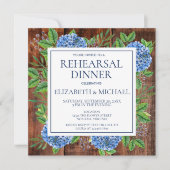 Floral Hydrangeas Rustic Wood Probe Dinner Einladung (Vorderseite)