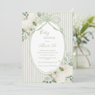 Floral Hydrangeas Sage Green Whimsical Baby I Einladung