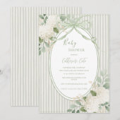 Floral Hydrangeas Sage Green Whimsical Baby I Einladung (Vorne/Hinten)