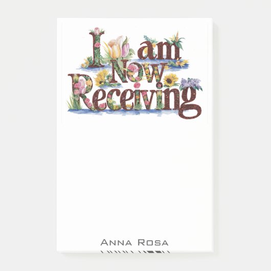 *~* Floral I WERDE JETZT AKP85 4 Manifesting Post-it Klebezettel (Vorderseite)