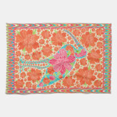 Floral Ibis Bird Retro Wavy Border Design Geschirrtuch (Horizontal)
