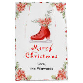 Floral Ice Skate Red Merry Christmas Mittlere Geschenktüte (Vorderseite)