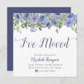 Floral Ich habe neue Adresse Blue Rustic Moving ve Ankündigung (Vorne/Hinten)