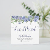Floral Ich habe neue Adresse Blue Rustic Moving ve Ankündigung (Stehend Vorderseite)