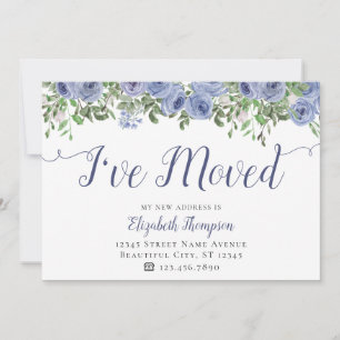 Floral Ich habe neue Adresse tauschen Blue Moving Ankündigung