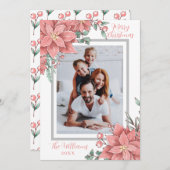 Floral Illustration Frohe Weihnachten Custom Foto (Vorne/Hinten)