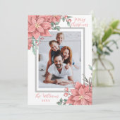 Floral Illustration Frohe Weihnachten Custom Foto (Stehend Vorderseite)