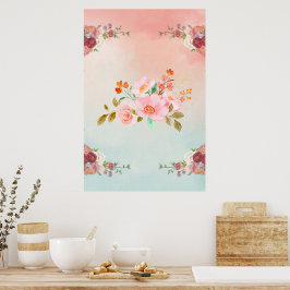 Floral Illustration Wasserfarbe Blühend Blume Poster
