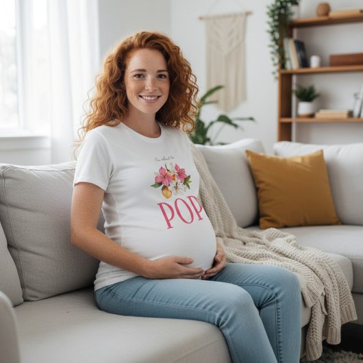 Floral "I'm About to POP!" Baby Shower T-Shirt