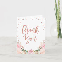Floral Imitats Rose Gold Brautparty Danke Karte