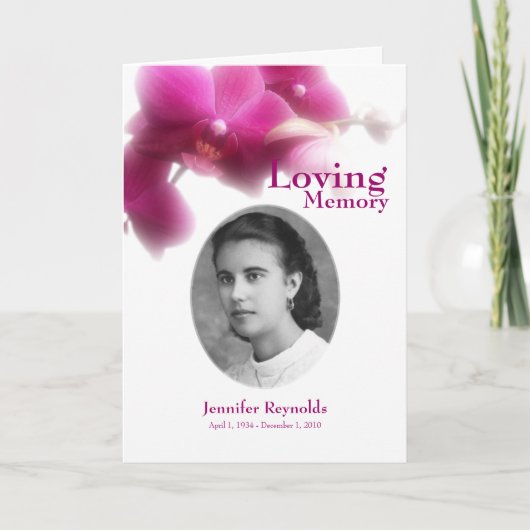 Floral in Love Memory Foto Keepake Card Ankündigung (Vorderseite)