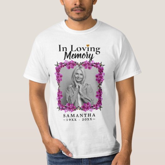 Floral in Love Memory Foto Verlust der Mutter T-Sh T-Shirt (Vorderseite)