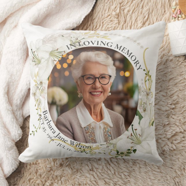 Floral In Loving Memory Memorial Funeral Keepsake Kissen (Decke)