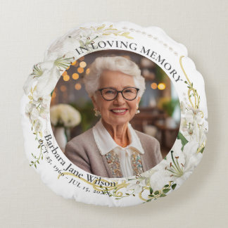 Floral In Loving Memory Memorial Funeral Keepsake Rundes Kissen