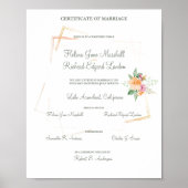 Floral in Peach Wedding Certified Souvenir Poster (Vorne)