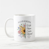 Floral Individuelle Name und Text Ehefrau Mama Sch Kaffeetasse (Links)