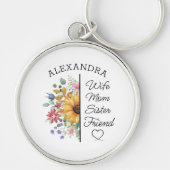 Floral Individuelle Name und Text Ehefrau Mama Sch Schlüsselanhänger (Vorne)