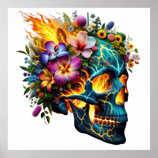 Floral Inferno Skull Poster (Vorne)