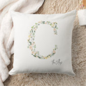 Floral INITIAL "C" Soft Colors Meadow NAME Modern Kissen (Decke)