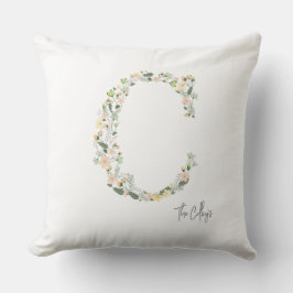 Floral INITIAL "C" Soft Colors Meadow NAME Modern Kissen