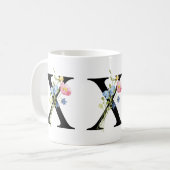 Floral Initial Monogram X Mug Kaffeetasse (Vorderseite Links)
