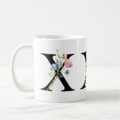 Floral Initial Monogram X Mug Kaffeetasse (Links)