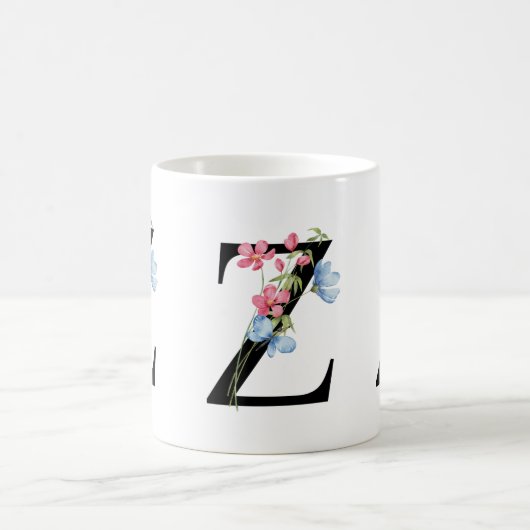 Floral Initial Monogram Z Mug Kaffeetasse (Mittel)