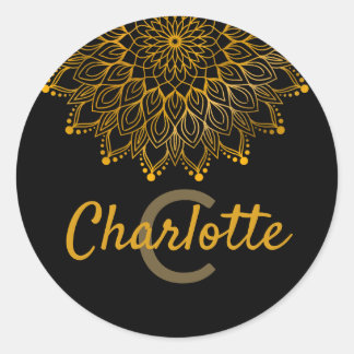 Floral Initial Monogramm personalisierte Bezeichnu Runder Aufkleber