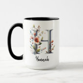 Floral Initial Mug, Custom Mug for Mom or Grandma Tasse (Links)