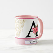Floral Initial Mug – Letter A Monogram | Personali Tasse (VorderseiteRechts)