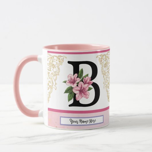 Floral Initial Mug – Letter B Monogram | Personali Tasse (Links)