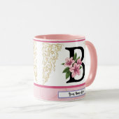 Floral Initial Mug – Letter B Monogram | Personali Tasse (VorderseiteRechts)