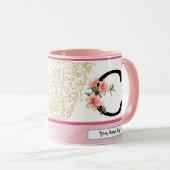 Floral Initial Mug – Letter C Monogram | Personali Tasse (VorderseiteRechts)