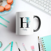 Floral initiale Letter Monogram H Tasse