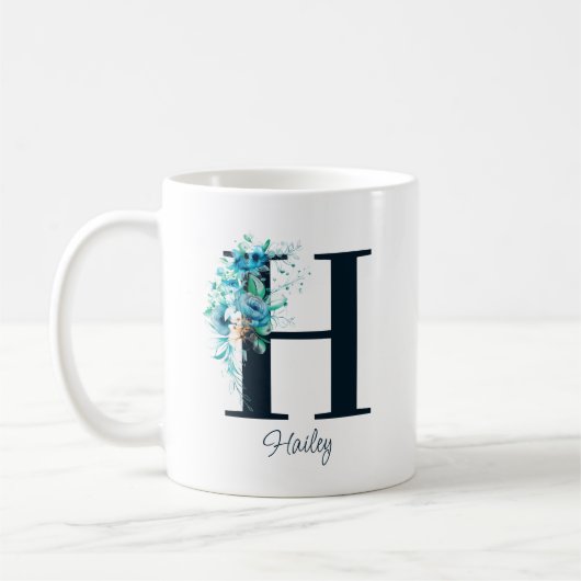 Floral initiale Letter Monogram H Tasse (Links)