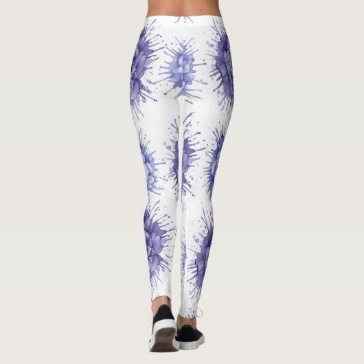 Floral Ink Splash Pattern – Abstract Botanical  Leggings (Rückseite)