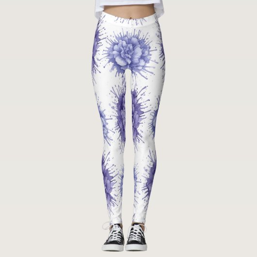 Floral Ink Splash Pattern – Abstract Botanical  Leggings (Vorderseite)