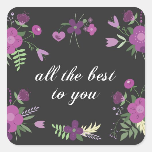 Floral Inspiration Well wünscht Quadratischer Aufkleber (Vorderseite)