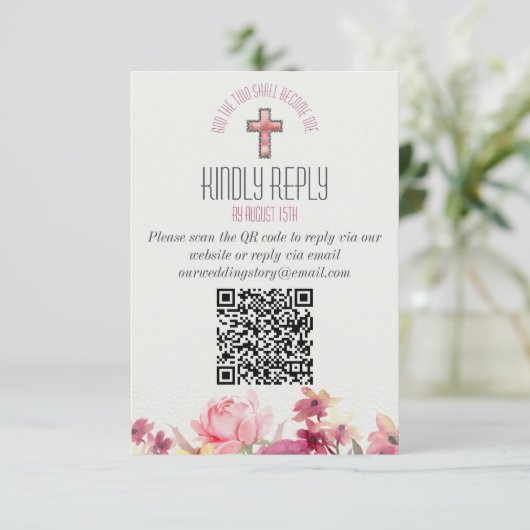 Floral Inspirational Art Antwort QR-Code Hochzeit (Stehend Vorderseite)