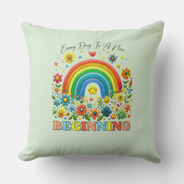 Floral Inspirational Quote Throw Pillow Kissen (Vorderseite)