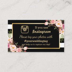 Floral Instagram Hashtag Einsteckkarte Begleitkarte